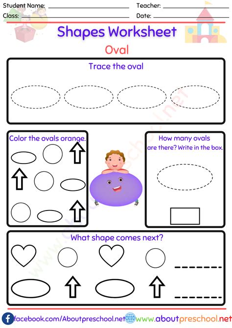 Shapes Worksheets Oval About Preschool