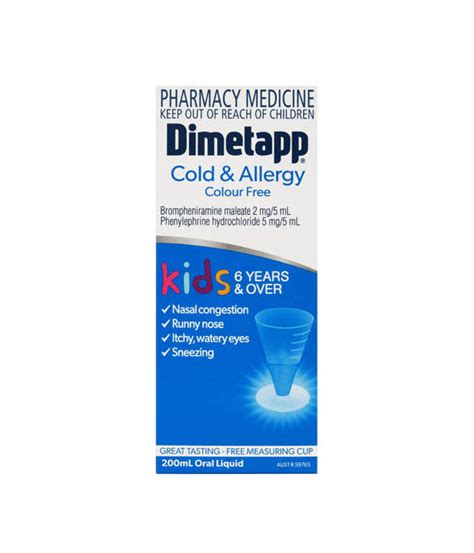 Dimetapp Kids Cold And Allergy Elixir Colour Free 200ml Zoom Pharmacy