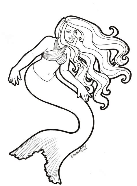 Playful Mermaid Lineart By Emma Jen On Deviantart Mermaid Drawings