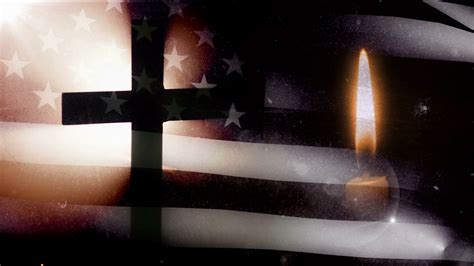 Memorial Day Cross With Us Flag And One Candle Stock Video Footage