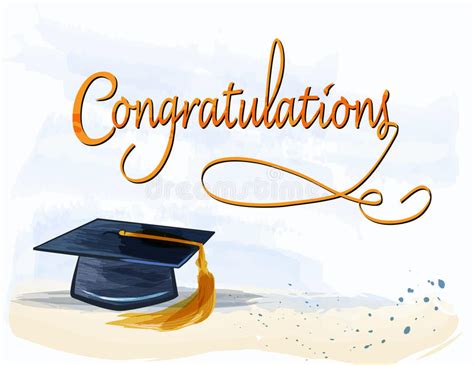 Graduation With Congratulations Text In Watercolors Stock Vector