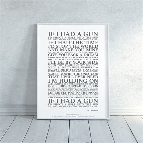 If I Had A Gun Song Lyrics Print Official Licensed Print - Etsy