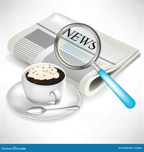 Newspaper With Magnifying Glass And Coffee Stock Vector Image 22342184