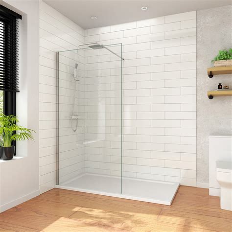 elegant 1100mm walk in shower enclosure 8mm easy clean glass wetroom shower screen panel amazon