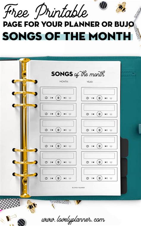 Free Printable Music Tracker Songs Of The Month Lovely Planner