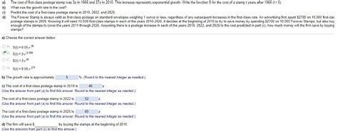 Usps postage rates for letters. Solved: A) The Cost Of First-class Postage Stamp Was 3¢ In ...