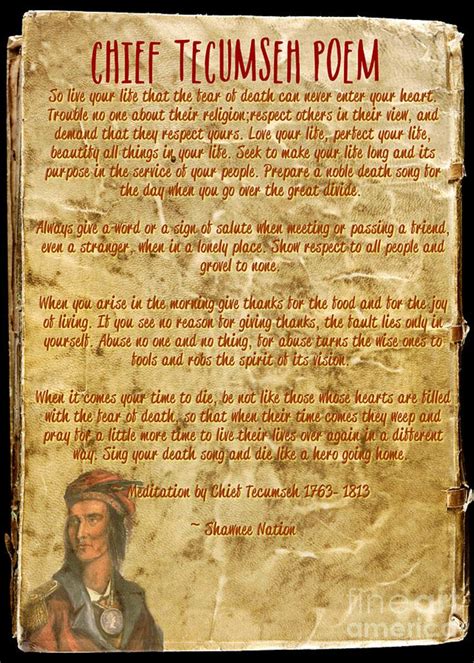 Chief Tecumseh Poem Live Your Life Greeting Card For Sale By Celestial Images