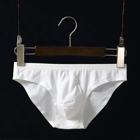 New Hot Men Briefs Ice Silk Low Waist Panties Solid Ultra Thin Seamless