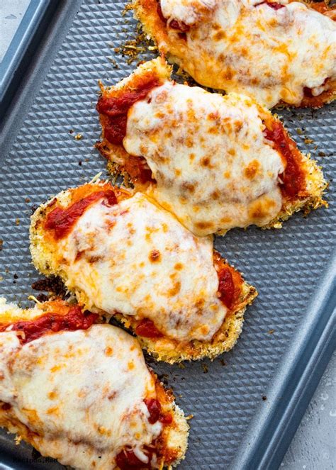 In one shallow dish, mix together panko bread crumbs, grated parmesan cheese, salt, pepper, garlic powder, oregano, and black pepper. Baked Chicken Parmesan | Recipes.RED