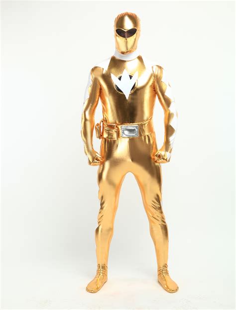 Morph Suit Golden Super Hero Shiny Metallic Fabric Zentai Suit Unisex Full Body Suit