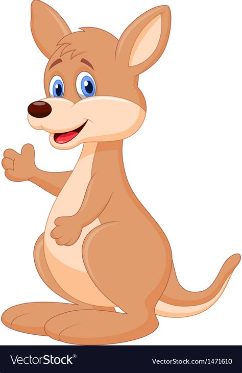 Cute Kangaroo Cartoon Waving Hand Royalty Free Vector Image