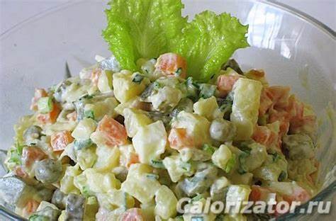 Салат оливье диеты Салат оливье на куриной грудке - калорийность, состав, описание Салат оливье на куриной грудке - калорийность, состав, описание Салат оливье диеты