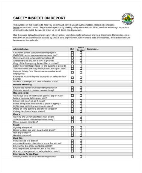 There is a draft inspection report form if as a safety rep you need further technical advice, see the further resources section towards the end of this guide. Safety Report Templates - 15+ Free Word, PDF, Apple Pages ...