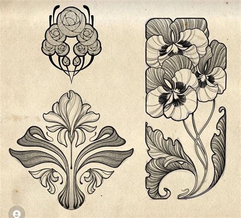 Tatuaje Art Nouveau Art Nouveau Tattoo Flores Art Nouveau Art