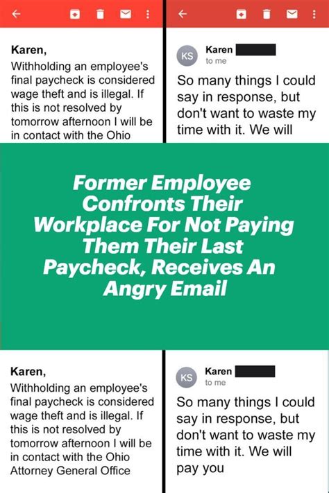 Former Employee Confronts Their Workplace For Not Paying Them Their Last Paycheck Receives Artofit