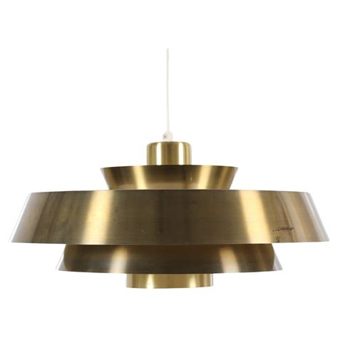 Large Brass Pendant By Fog And Mørup Danish Vintage Design From The