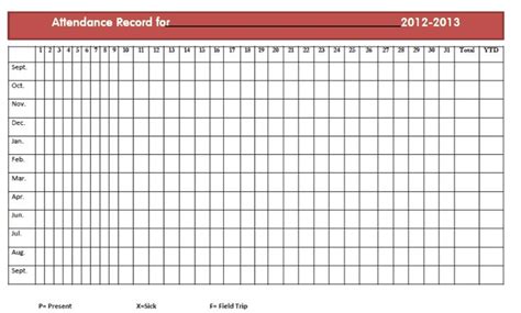 Monthly Attendance Calendar Sample Homeschool Lesson Planner