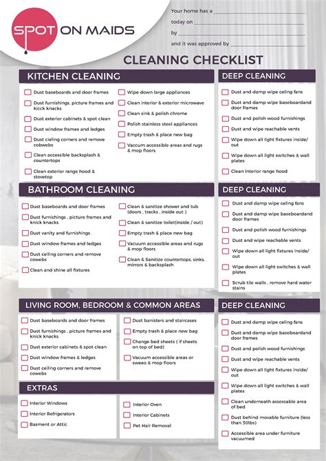 Maid service Cleaning Checklist | Cleaning checklist, Cleaning service checklist, House cleaning ...
