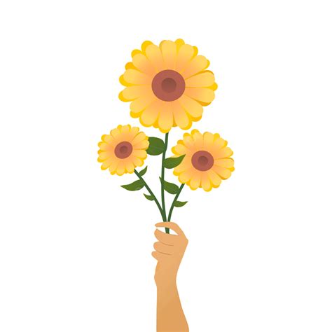 Gambar Ilustrasi Yang Digambar Tangan Dari Seikat Bunga Matahari Bunga