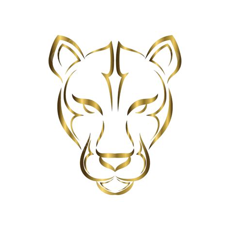 Golden Cougar Head For Logos Symbols Tattoos And More Vector Mascot Stroke Mammal Png And