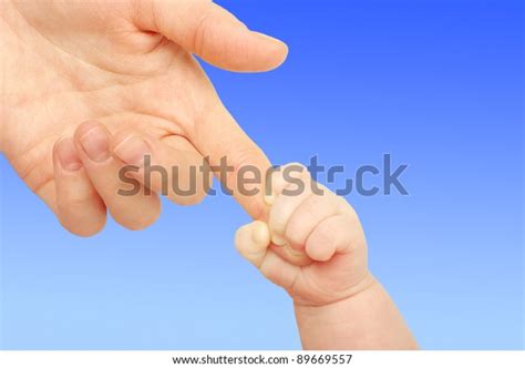 Baby Hand Holding Mother Finger Isolated Stock Photo 89669557