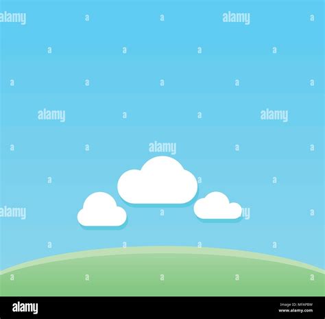 Vector Cartoon Background Of Clear Day With Copy Space Backdrop With