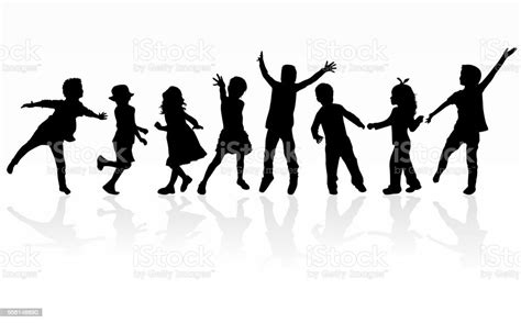 Dancing Children Silhouettes Stock Illustration Download Image Now