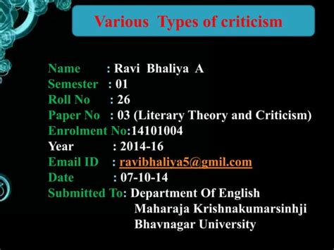 Various Types Of Criticism Ppt