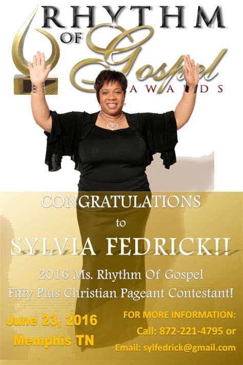 congratulations to sylvia federick 2016 ms rhythm of gospel fifty