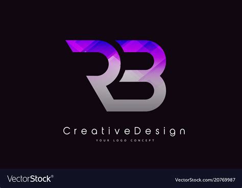 Rb letter logo design purple texture creative Vector Image