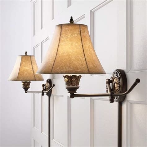 Click to add item photon lighting comfort 1 light indoor wall light to your list. Rosslyn Set of 2 Bronze Plug-In Swing Arm Wall Lamps - #U3740 | Lamps Plus