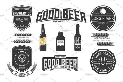 Vector Brewery Labels Pre Designed Illustrator Graphics ~ Creative