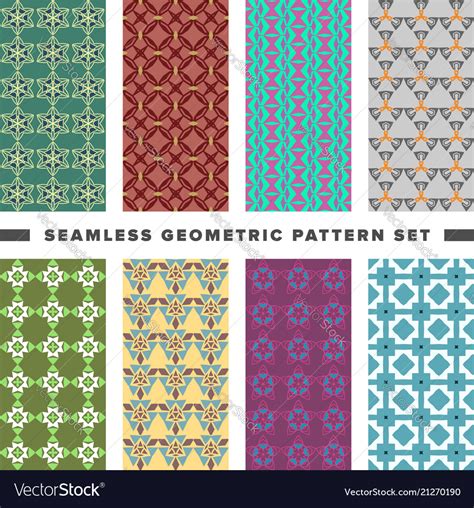 Set Of Seamless Decorative Geometric Shapes Vector Image