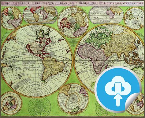 Digital Old World Map Printable Download Vintage Worl