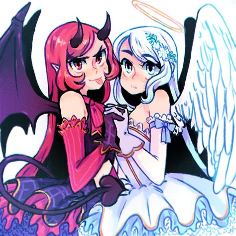 Magical Girls Demon And Angel Demon Drawings Cute Art Anime Sisters