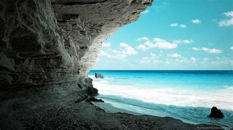 1366x768 Beautiful Ocean View From A Grotto Blue Grotto Hd Wallpaper