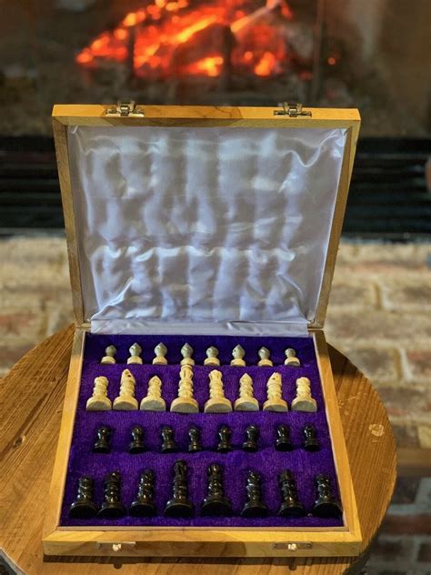 Marble Stone Unique Hand Carved Chess Set Portable Board Etsy