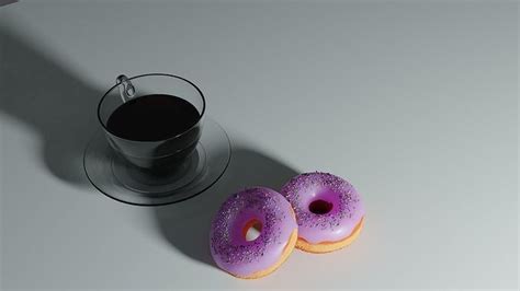 Donuts And Coffee From Tutorial By Blender Guru Free 3d Model Cgtrader