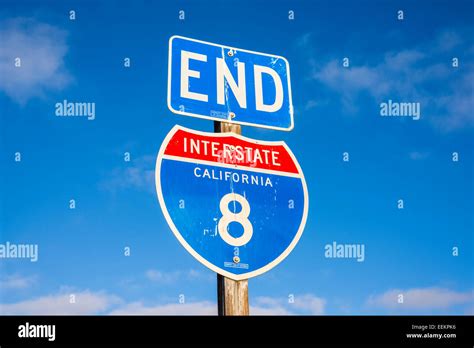 Road Sign Depicting The End Point Of Interstate 8 In California Heading