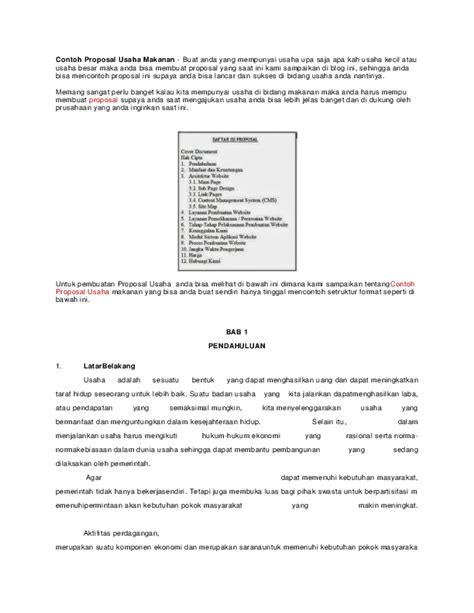 Kami sepakat untuk membuat suatu usaha bidang 2 results page 1. Download Contoh Proposal Usaha Makanan - Guru Galeri