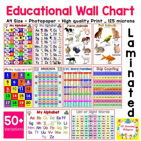 8xn8 A4 Laminated Educational Wall Chart For Kids Page 1 Alphabet Abc