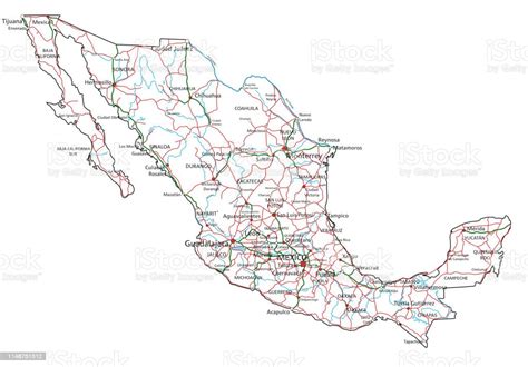 Ilustración De Mapa De Carreteras Y Autopistas De México Ilustración