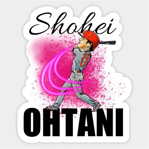 Shohei Ohtani Cartoon Hitting Home Run Black Text Shohei Ohtani