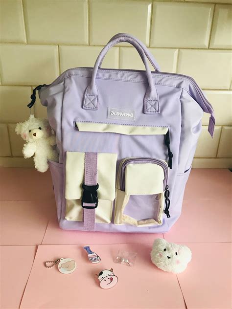Kawaii Backpack With Accessories Teddy Bear Pins School Etsy