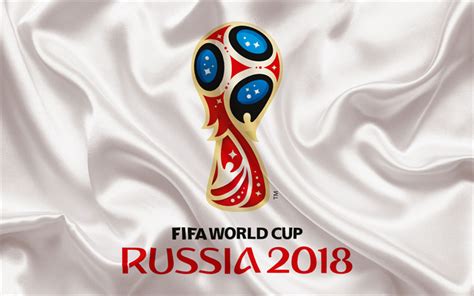 download wallpapers 2018 fifa world cup russia 2018 emblem logo soccer white silk russia