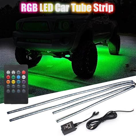 8 Color Rgb Led Strip Under Car Tube Underglow Underbody System Neon