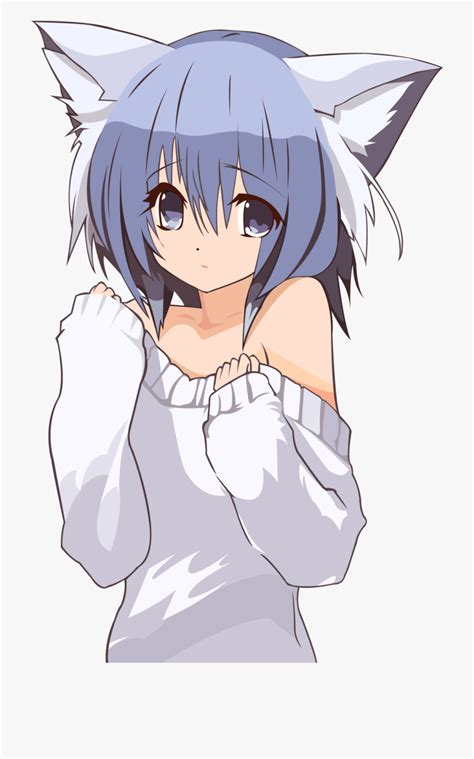 Cat Girl Pullover Cute Anime Cat Girl Transparent