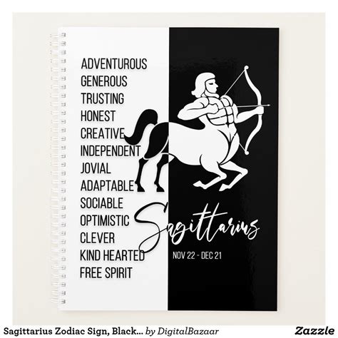 Sagittarius Zodiac Sign Black And White Planner Zazzle Zodiac