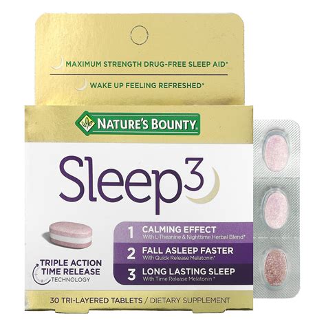 Natures Bounty Sleep 3 Maximum Strength Drug Free Sleep Aid 30 Tri
