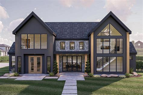 Modern Scandinavian House Plan With 4 Beds And 2 Story Great Room